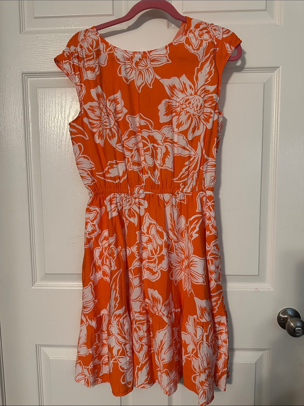 Sonoma Orange and White Floral Midi Dress